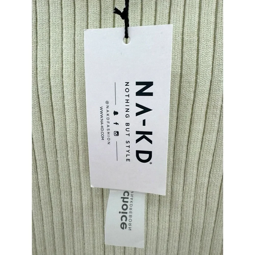 NWT Na-Kd Dusty Light Green Stretch Knit Ribbed Bandage Pencil Knit Skirt Medium